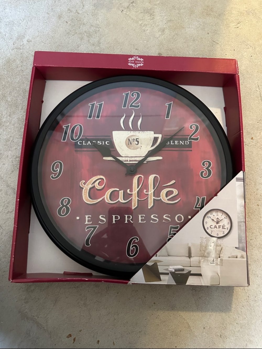 Caffé Espresso Wall Clock - Red
